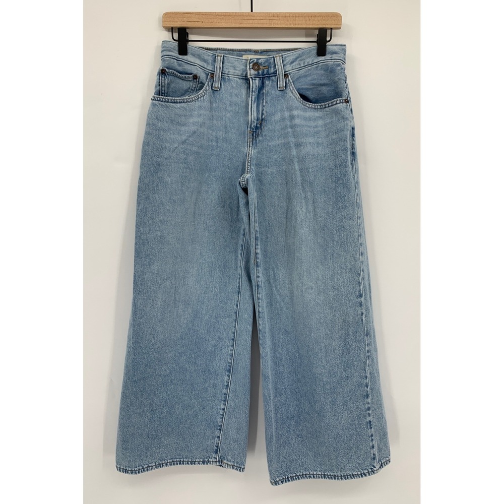 Levis Wide Leg Jeans Womens 27 Blue Middy Wide Leg Ankle Light Wash Denim Pants